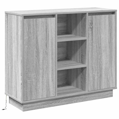 vidaXL Sideboard with LED Grey Sonoma 90x32x75 cm Engineered Wood