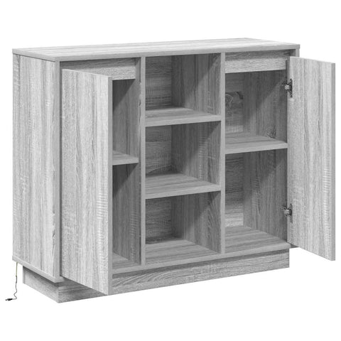 vidaXL Sideboard with LED Grey Sonoma 90x32x75 cm Engineered Wood