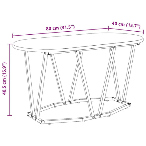 vidaXL Coffee Table in Smoked Oak - 80x40x40.5 cm, Made from Engineered Wood and Metal