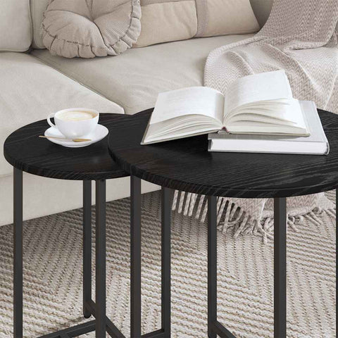 vidaXL Side Table Set 2 pcs Black oak 50 x 50 x 50 cm
