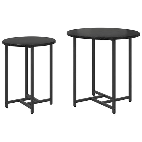 vidaXL Side Table Set 2 pcs Black oak 50 x 50 x 50 cm