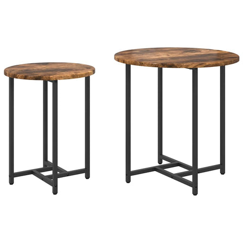 vidaXL Side Table Set of 2 - Smoked Oak & Metal