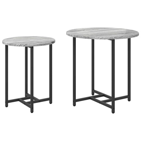 vidaXL Side Table Set 2 pcs Grey sonoma and Black 50 x 50 x 50 cm