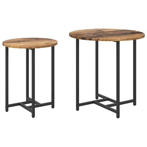 vidaXL Side Table Set 2 pcs Old wood and Black 50 x 50 x 50 cm