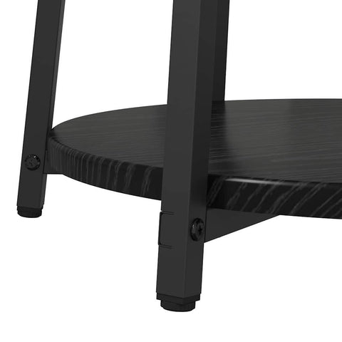 vidaXL Side Table Set of 2 - Black Oak Engineered Wood and Metal