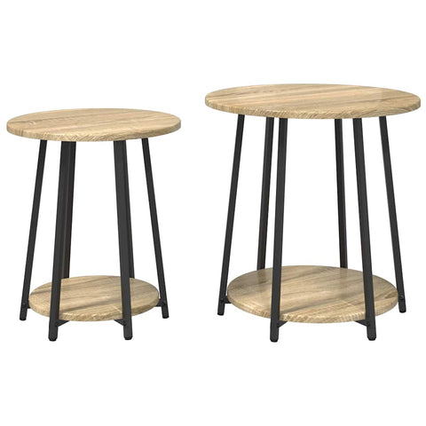 vidaXL Side Table Set 2 pcs Sonoma oak and Black 50 x 50 x 51 cm