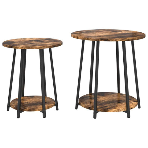 vidaXL Side Table Set 2 pcs Smoked oak and Black 50 x 50 x 51 cm