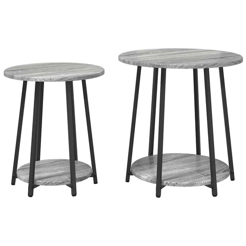 vidaXL Side Table Set 2 pcs Grey sonoma and Black 50 x 50 x 51 cm