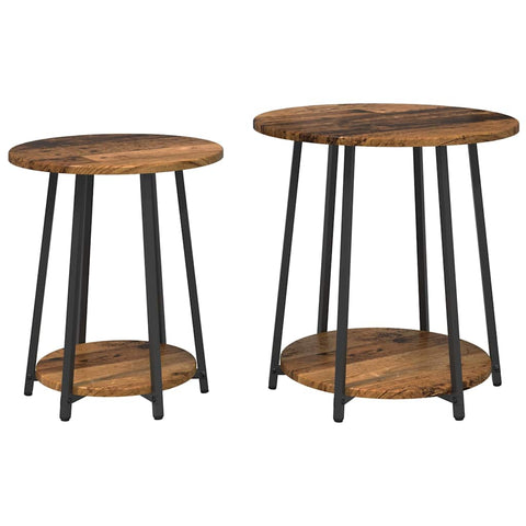 vidaXL Side Table Set 2 pcs Old wood and Black 50 x 50 x 51 cm