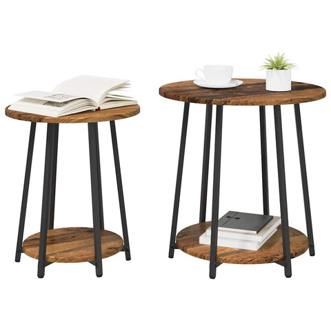 vidaXL Side Table Set 2 pcs Old wood and Black 50 x 50 x 51 cm