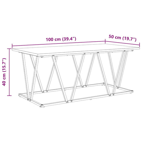 vidaXL Coffee Table Sonoma Oak 100x50x40 cm Made of Engineered Wood and Metal
