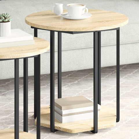 vidaXL Side Table Set 2 pcs Sonoma oak and Black 50 x 50 x 50.5 cm