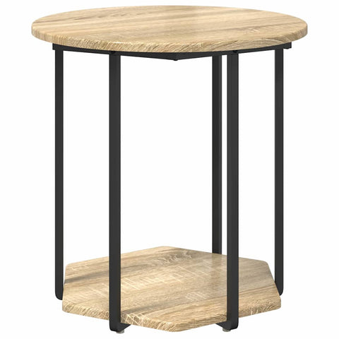 vidaXL Side Table Set of 2, Sonoma Oak Wood and Metal