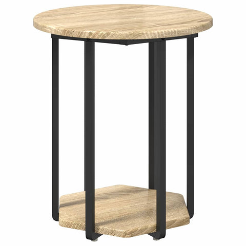 vidaXL Side Table Set of 2, Sonoma Oak Wood and Metal