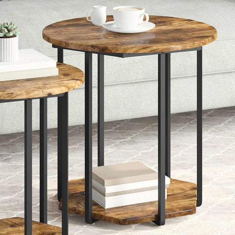 vidaXL Side Table Set 2 pcs Smoked oak and Black 50 x 50 x 50.5 cm