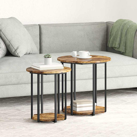 vidaXL Side Table 2 pcs Smoked Oak Engineered Wood and Metal