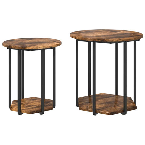 vidaXL Side Table 2 pcs Smoked Oak Engineered Wood and Metal