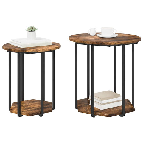 vidaXL Side Table 2 pcs Smoked Oak Engineered Wood and Metal