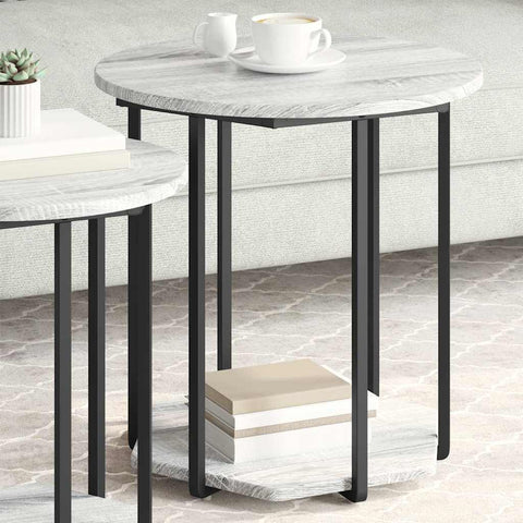 vidaXL Side Table Set 2 pcs Grey sonoma and Black 50 x 50 x 50.5 cm