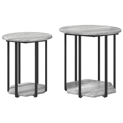 vidaXL Side Table Set 2 pcs Grey sonoma and Black 50 x 50 x 50.5 cm