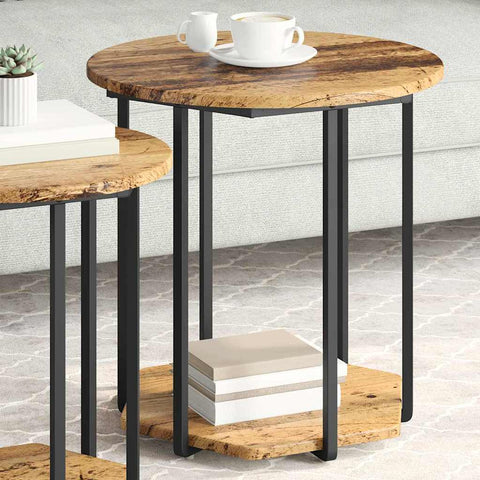 vidaXL Side Table Set 2 pcs Old wood and Black 50 x 50 x 50.5 cm