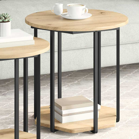 vidaXL Side Table Set 2 pcs Artisan Oak and Black 50 x 50 x 50.5 cm