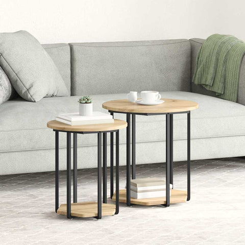 vidaXL End Tables Artisan oak Engineered wood, Metal Medium Coffee Table
