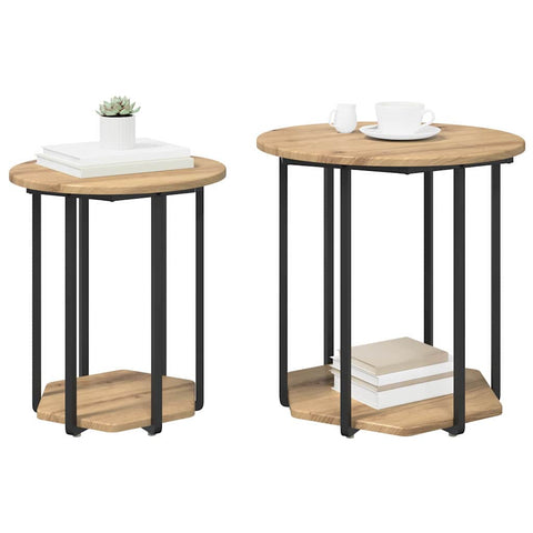 vidaXL End Tables Artisan oak Engineered wood, Metal Medium Coffee Table