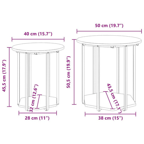 vidaXL End Tables Artisan oak Engineered wood, Metal Medium Coffee Table