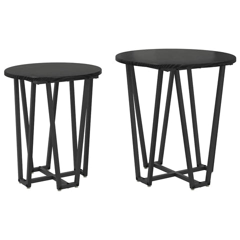 vidaXL Side Table Set of 2 - Black Oak MDF and Metal
