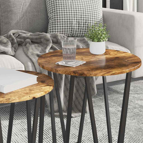 vidaXL Side Table Set 2 pcs Smoked oak and Black 50 x 50 x 50.5 cm