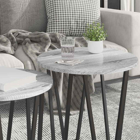 vidaXL Side Table Set 2 pcs Grey sonoma and Black 50 x 50 x 50.5 cm