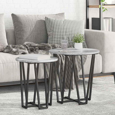 vidaXL Side Table 2 pcs Gray Sonoma Engineered Wood and Metal