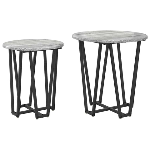 vidaXL Side Table 2 pcs Gray Sonoma Engineered Wood and Metal