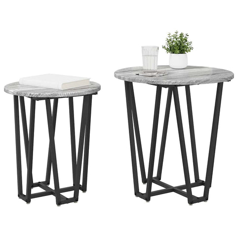 vidaXL Side Table 2 pcs Gray Sonoma Engineered Wood and Metal