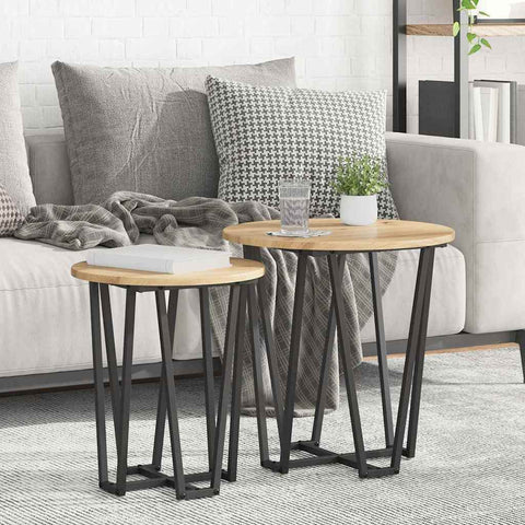 vidaXL Side Table Set 2 pcs Artisan Oak and Black 50 x 50 x 50.5 cm