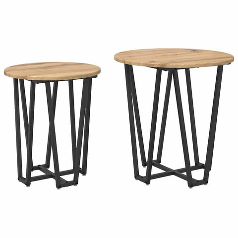 vidaXL Side Table Set 2 pcs Artisan Oak and Black 50 x 50 x 50.5 cm