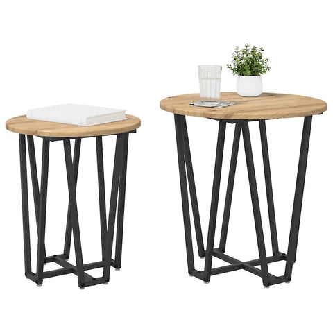 vidaXL Side Table Set 2 pcs Artisan Oak and Black 50 x 50 x 50.5 cm