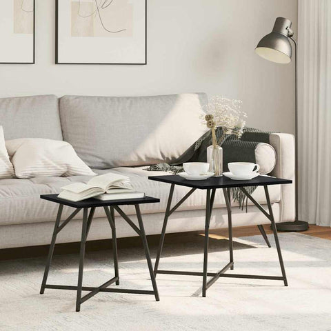 vidaXL Side Table Set 2 pcs Black oak 50 x 50 x 50 cm