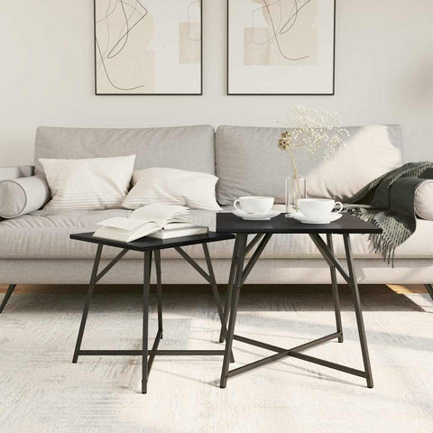 vidaXL Side Table Set 2 pcs Black oak 50 x 50 x 50 cm