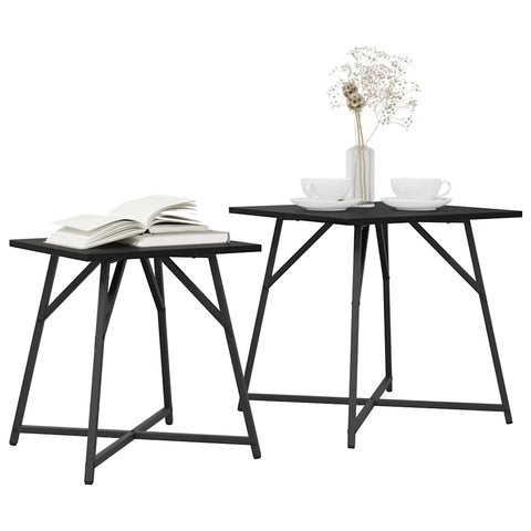 vidaXL Side Table Set 2 pcs Black oak 50 x 50 x 50 cm