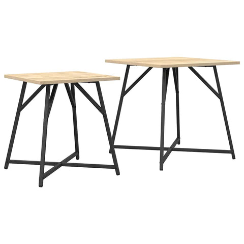 vidaXL Side Table 2 pcs Sonoma Oak Engineered Wood and Metal