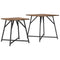vidaXL Side Table Set - 2 Rustic Smoked Oak and Metal Tables