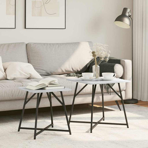 vidaXL Set of 2 Side Tables in Grey Sonoma with Engineered Wood and Metal