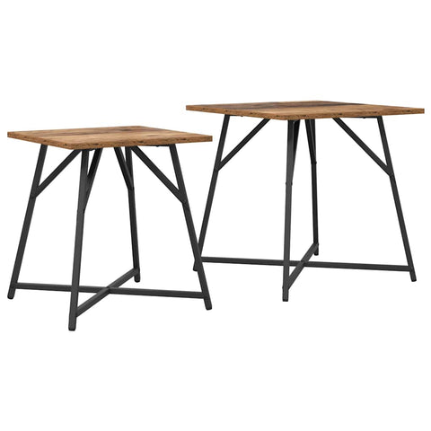 vidaXL Side Table Set 2 pcs Old wood and Black 50 x 50 x 50 cm