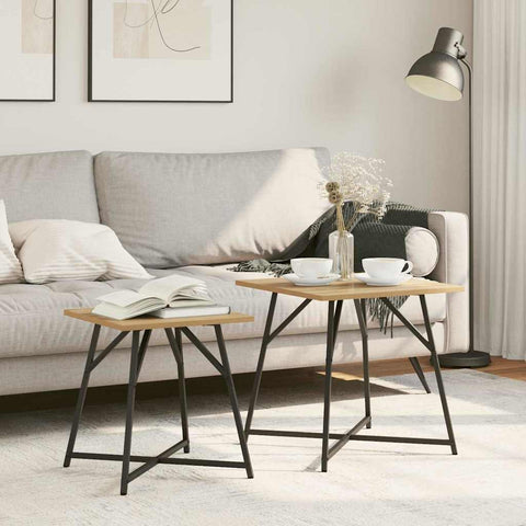 vidaXL Side Table Set 2 pcs Artisan Oak and Black 50 x 50 x 50 cm