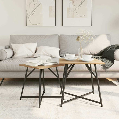 vidaXL Side Table Set 2 pcs Artisan Oak and Black 50 x 50 x 50 cm