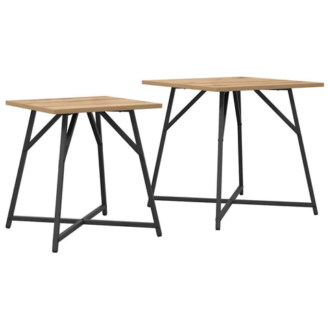 vidaXL Side Table Set 2 pcs Artisan Oak and Black 50 x 50 x 50 cm