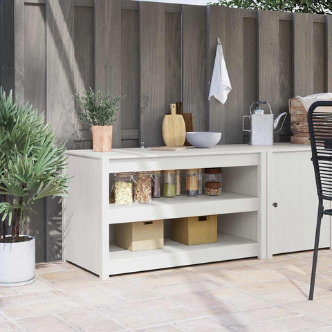 vidaXL Kitchen Cabinet White pinewood Pinewood Medium Shelving