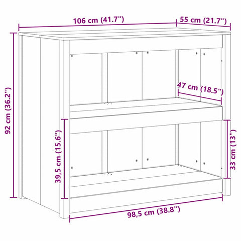 vidaXL Kitchen Cabinet Brown 106 x 55 x 92 cm Solid Douglas Fir wood